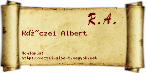 Réczei Albert névjegykártya